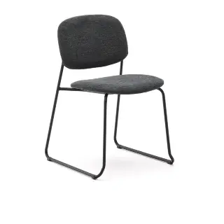 Стул Meli из серого шенилла с серыми металлическими ножками