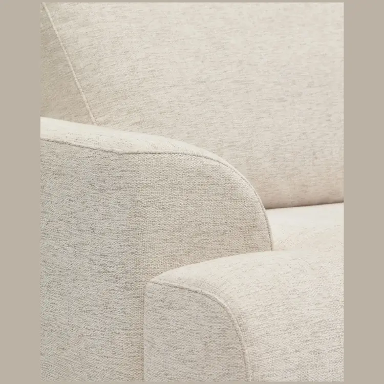 Двухместный диван Karin из бежевой синели с ножками из бука с отделкой орех, 210 см