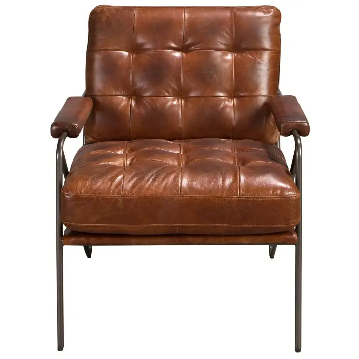 Кресло 5166 из коньячно-коричневой кожи