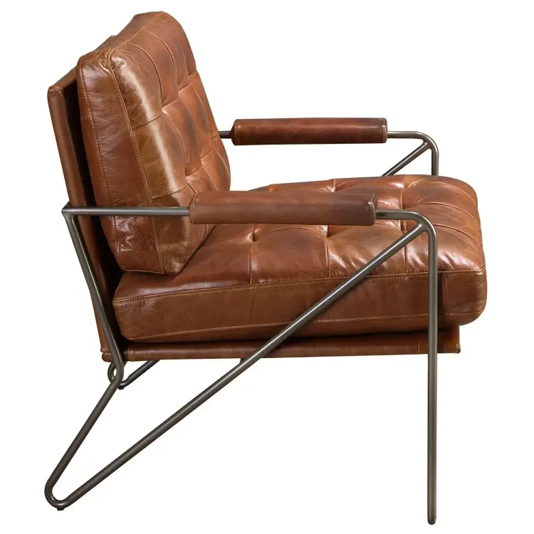 Кресло 5166 из коньячно-коричневой кожи