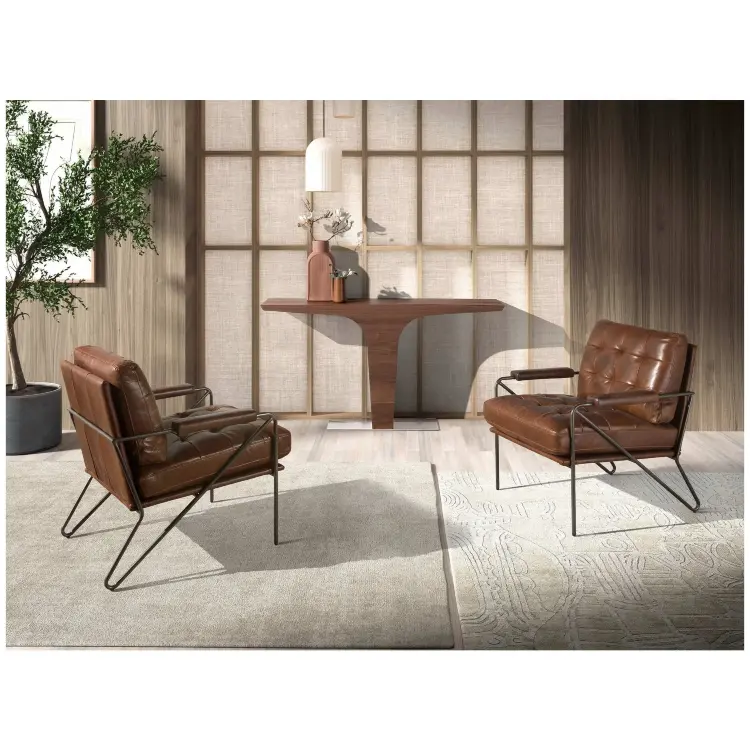 Кресло 5166 из коньячно-коричневой кожи