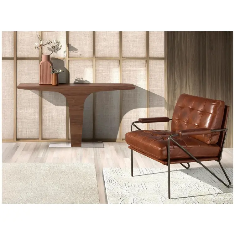 Кресло 5166 из коньячно-коричневой кожи