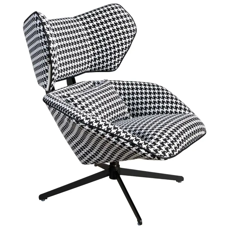 Вращающееся кресло 5142  из ткани черного и белого цвета