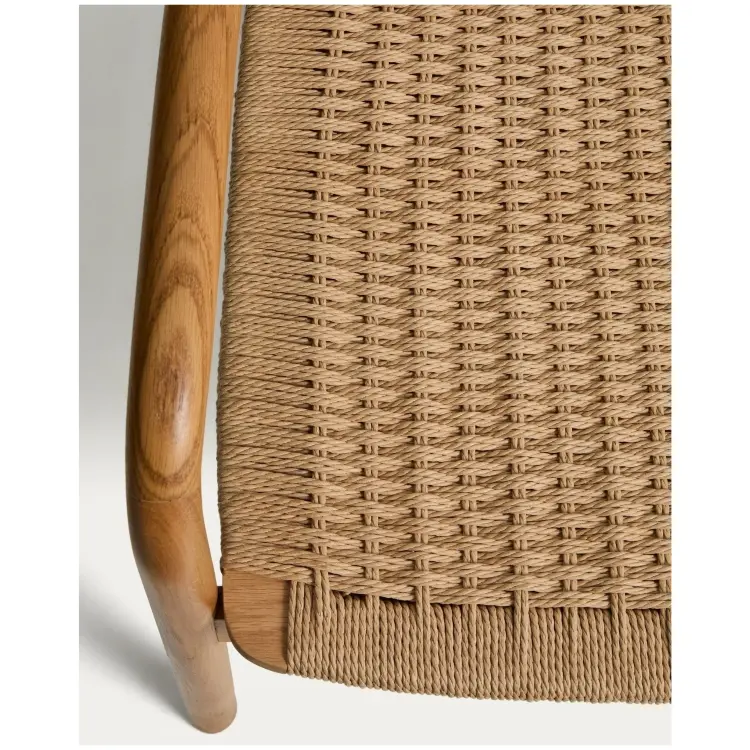 Кресло уличное Derile из дуба с натуральной отделкой и бежевой веревки