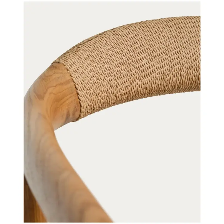 Кресло уличное Derile из дуба с натуральной отделкой и бежевой веревки