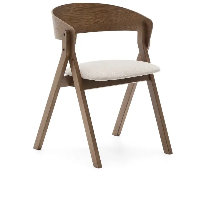 Стул Godia из дерева в цвете венге и бежевого шенилла