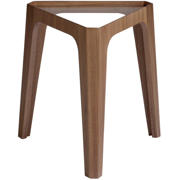 Угловой стол 2107/AC2102CT-045 треугольный из закаленного стекла и орехового дерева