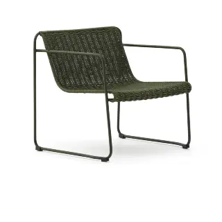 Кресло Maurina из оцинкованной стали зелёного цвета и зелёным шнуром