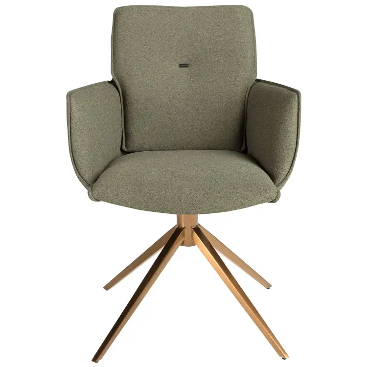 Поворотное кресло 4238 из оливково-зеленой ткани