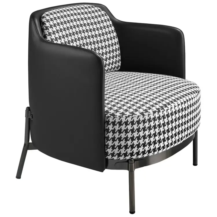 Кресло 5139 из черно-белой ткани и черной экокожи