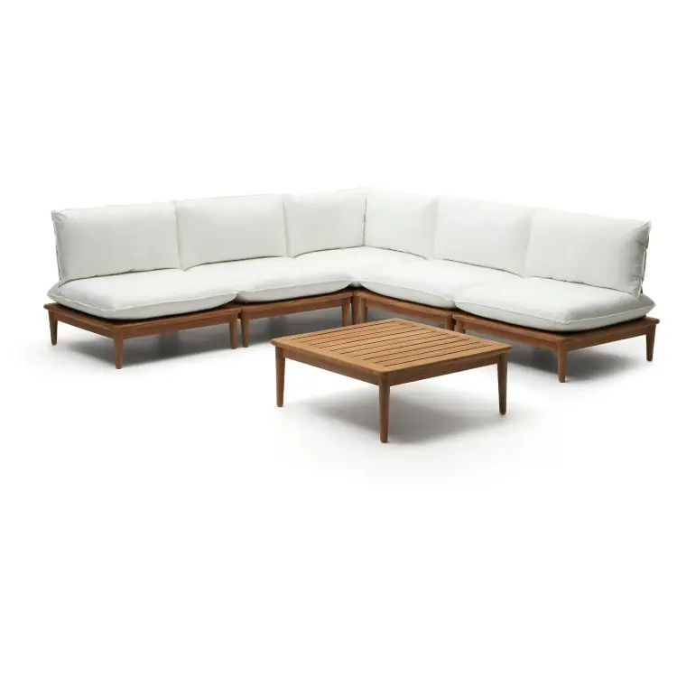 Portitxol Комплект из модульного углового дивана и журнального столика из массива тика