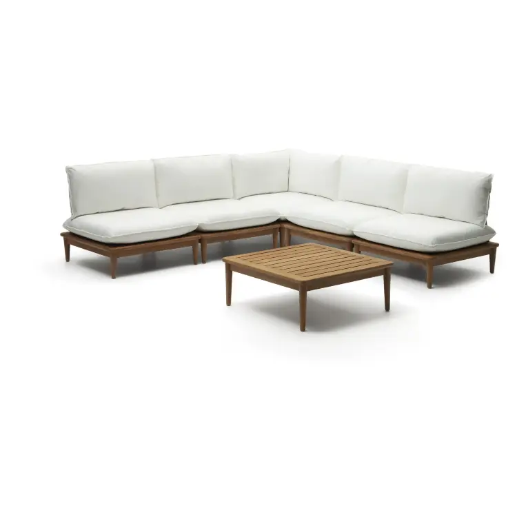 Portitxol Комплект из модульного углового дивана и журнального столика из массива тика