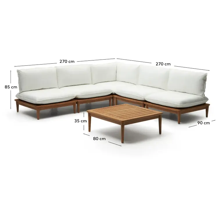 Portitxol Комплект из модульного углового дивана и журнального столика из массива тика