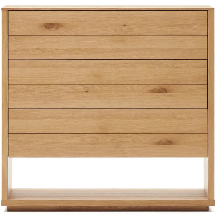Alguema Комод с 3 ящиками из дубового шпона с натуральной отделкой 100 x 97 см