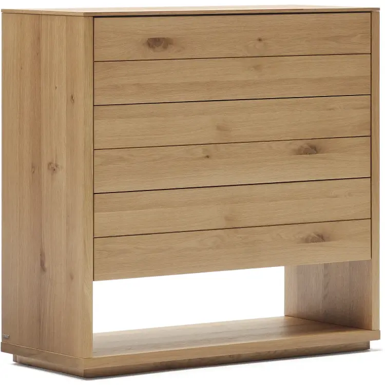 Alguema Комод с 3 ящиками из дубового шпона с натуральной отделкой 100 x 97 см