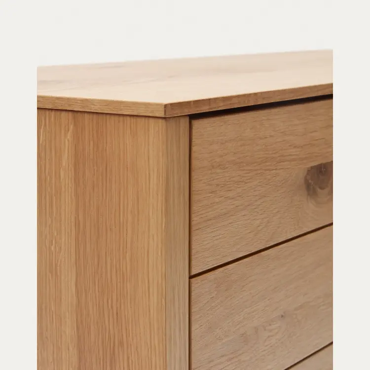 Alguema Комод с 3 ящиками из дубового шпона с натуральной отделкой 100 x 97 см