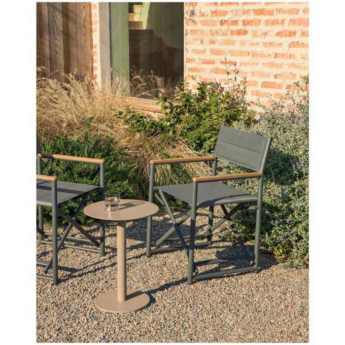 Уличный столик Asinara из бежевого алюминия, диаметр 40 см