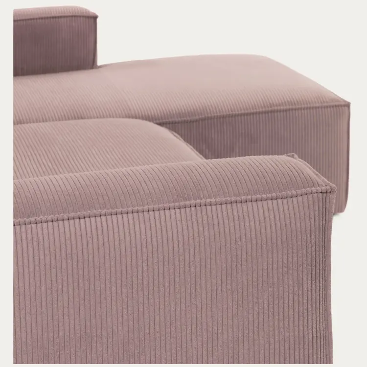 Диван 2х местный Blok правый шезлонг розовый вельвет