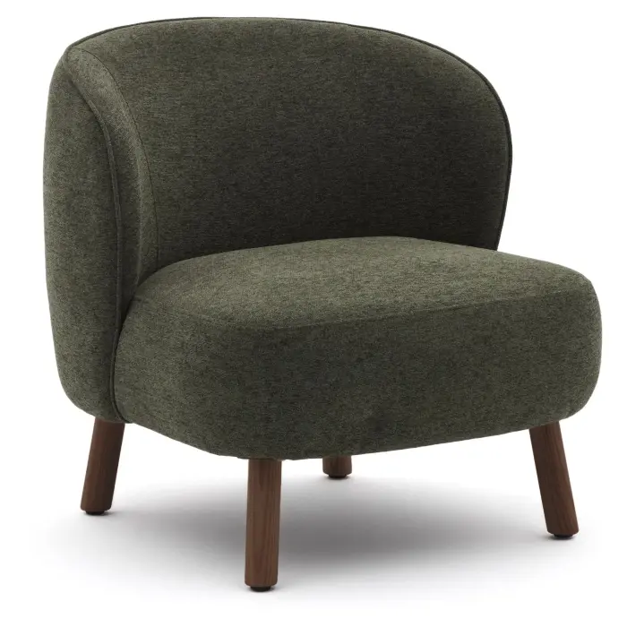 Кресло Ulit из зеленой синели с ножками из ясеня с отделкой под орех