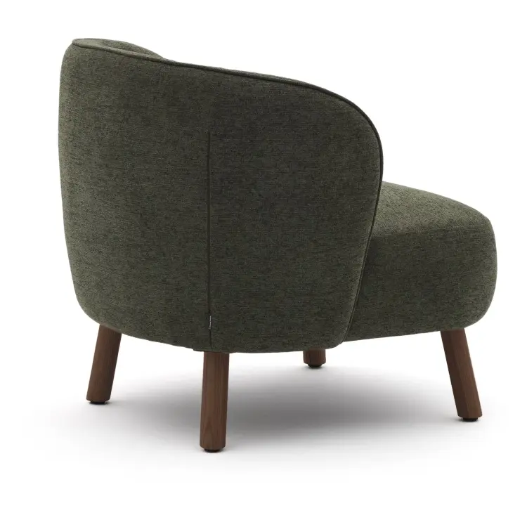 Кресло Ulit из зеленой синели с ножками из ясеня с отделкой под орех