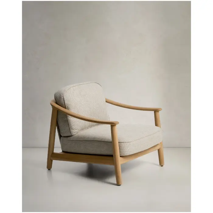 Уличное кресло Elunda из тикового дерева и бежевой веревки