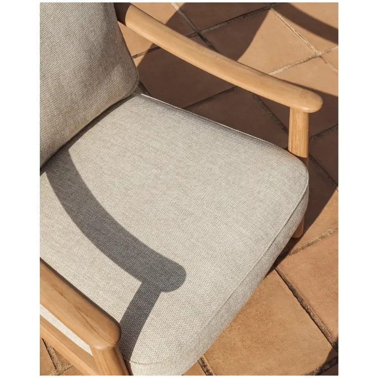 Уличное кресло Elunda из тикового дерева и бежевой веревки