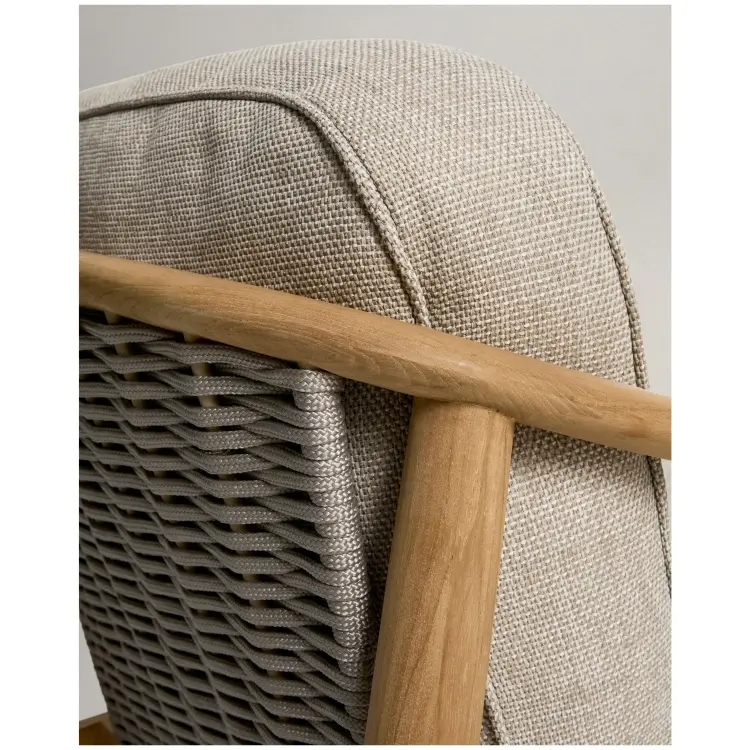 Уличное кресло Elunda из тикового дерева и бежевой веревки