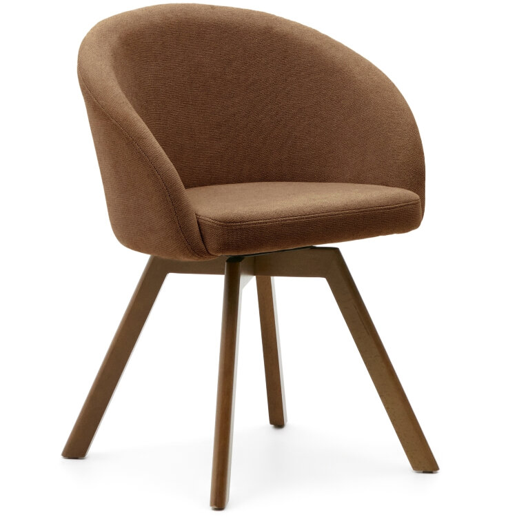 Marvin Поворотный стул из коричневой синели с ножками из ясеня