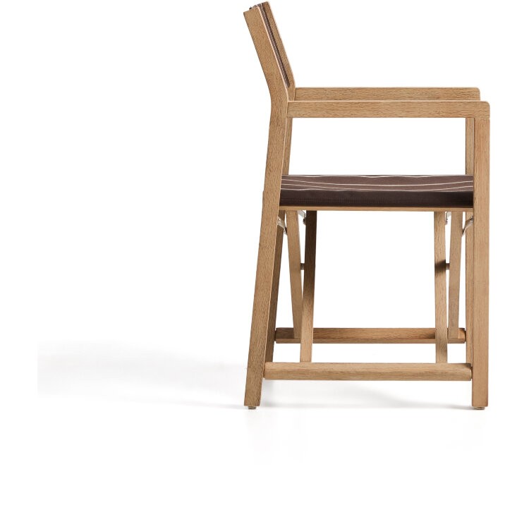 Складной уличный стул Vilara коричнево-бежевый с каркасом из акации