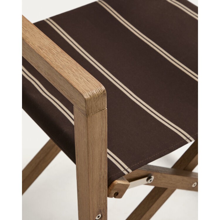 Складной уличный стул Vilara коричнево-бежевый с каркасом из акации