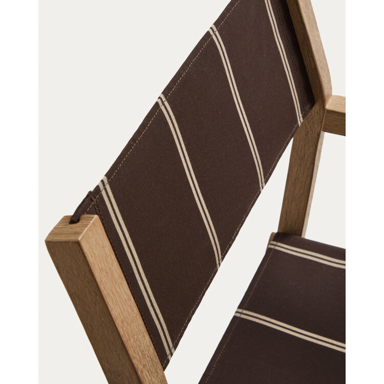 Складной уличный стул Vilara коричнево-бежевый с каркасом из акации