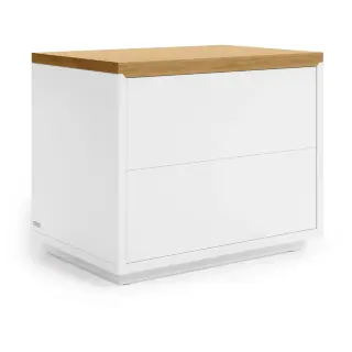 Прикроватная тумбочка Abilen шпон дуба и белый лак 53,4 x 44 см