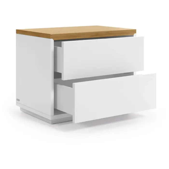 Прикроватная тумбочка Abilen шпон дуба и белый лак 53,4 x 44 см
