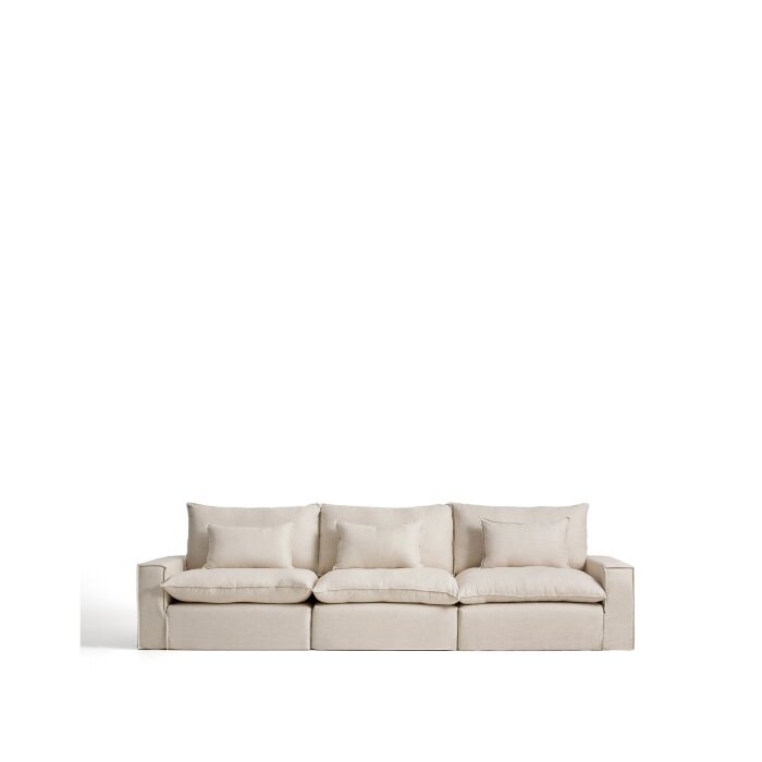 Модульный пятиместный диван Anarela из бежевого льна и вискозы со съемным чехлом, 370 см