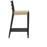 Полубарный стул Analy из массива дуба в черной отделке и веревочным сиденьем 65 см