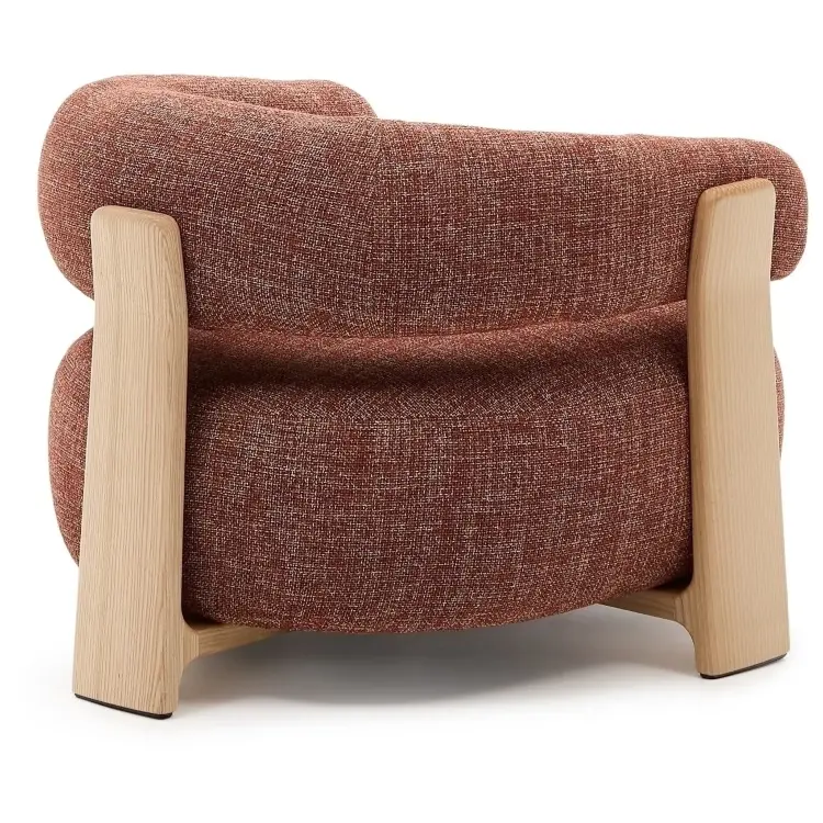 Granite Кресло из терракотового шенилла и массива ясеня в натуральной отделке