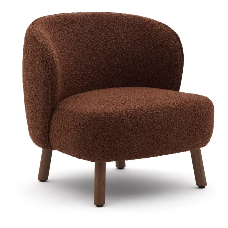 Кресло Ulit из терракотовой ткани букле с ножками из ясеня с отделкой под орех