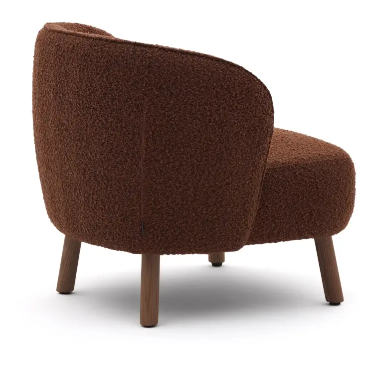 Кресло Ulit из терракотовой ткани букле с ножками из ясеня с отделкой под орех