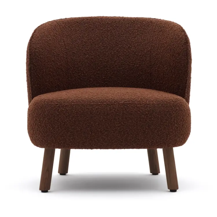 Кресло Ulit из терракотовой ткани букле с ножками из ясеня с отделкой под орех