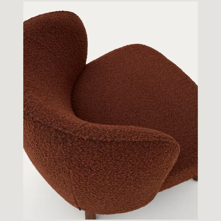 Кресло Ulit из терракотовой ткани букле с ножками из ясеня с отделкой под орех