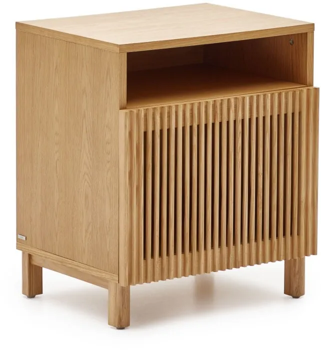 Beyla Прикроватная тумбочка из массива ясеня с дубовым шпоном, 53 x 62 см