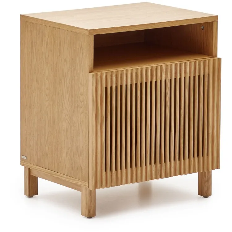 Beyla Прикроватная тумбочка из массива ясеня с дубовым шпоном, 53 x 62 см
