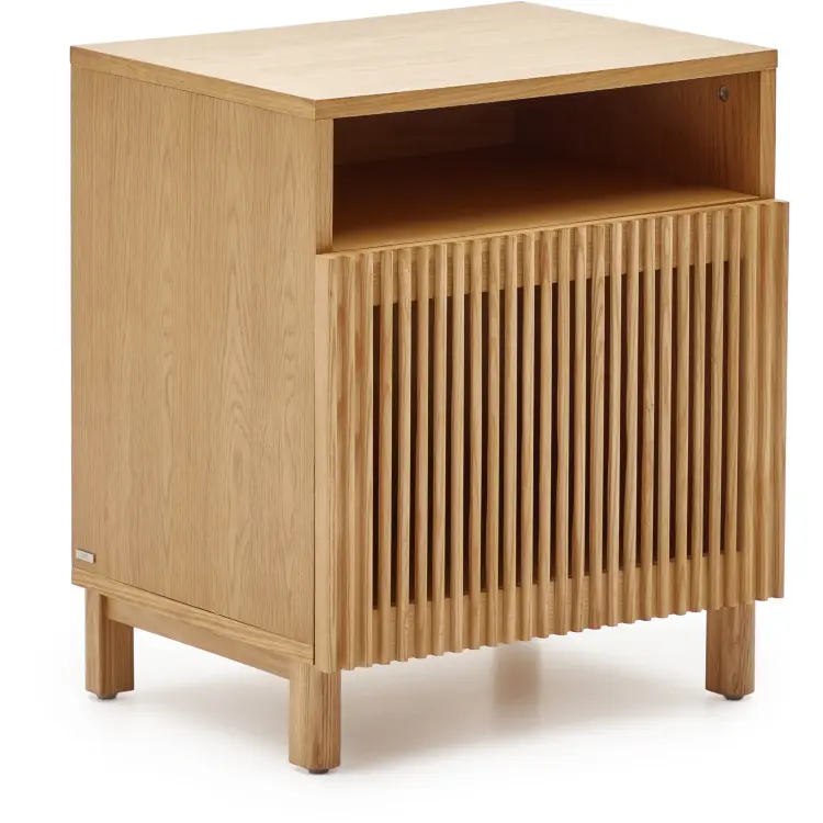 Beyla Прикроватная тумбочка из массива ясеня с дубовым шпоном, 53 x 62 см