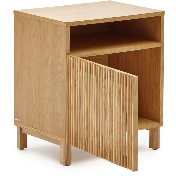 Beyla Прикроватная тумбочка из массива ясеня с дубовым шпоном, 53 x 62 см