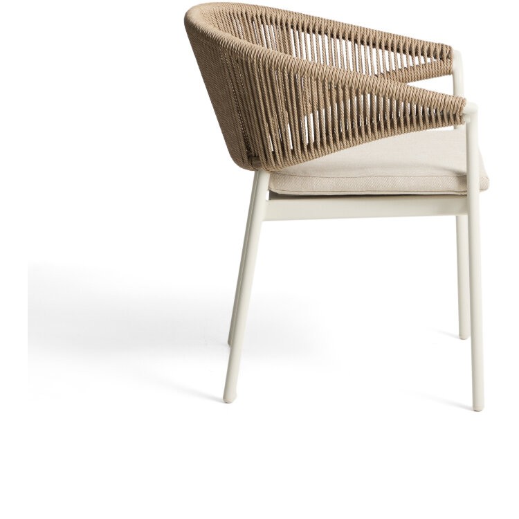 Уличный стул Zuara из алюминия цвета экрю и коричневой веревки