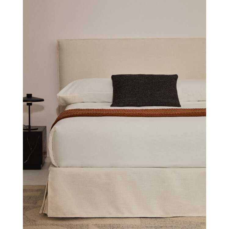 Основание кровати Jaira со съемным чехлом из белого шенилла для матраса 160 х 200 см