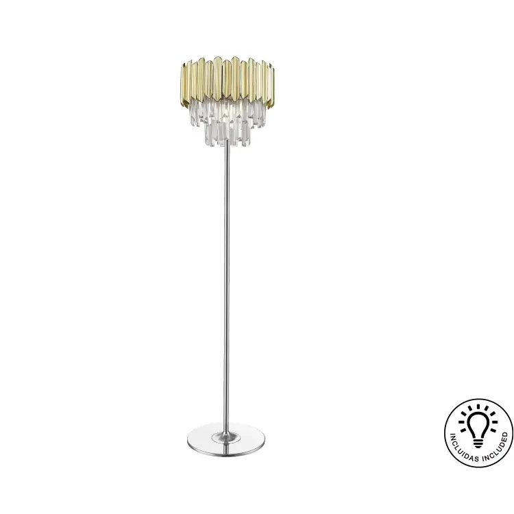 Торшер Tiara 3L хром-золотой