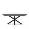 Стол Argo с черным стеклом и черными стальными ножками Ø 200 x 100 см