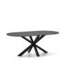 Стол Argo с черным стеклом и черными стальными ножками Ø 200 x 100 см