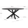 Стол Argo с черным стеклом и черными стальными ножками Ø 200 x 100 см